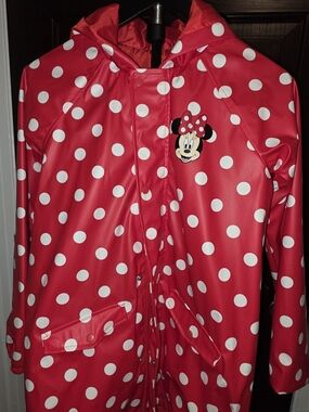 Disney Red and White Polka Dot Minnie Mouse Raincoat